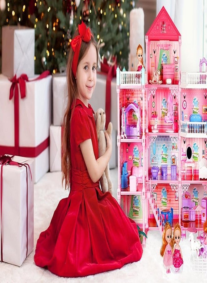 GORMERY 4-Story Classic Doll House Sweet Family DIY Assembled Luxury Villa 3 4 5 6 7 8 9 Ages Girls Gift Toddlers Dreamhouse Doll House Villa with Funiture Combination Gift for Toddlers Girls - Image 5